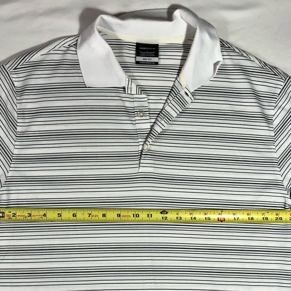 Nike Golf Polo Men’s Lg White Grey Stripes Dri Fit Lightweight Spring Weight - Picture 4 of 7